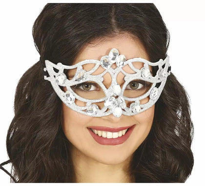 Antifaz Plata con Glitter