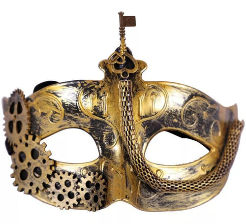 Antifaz Steampunk Dorado de 16 cm