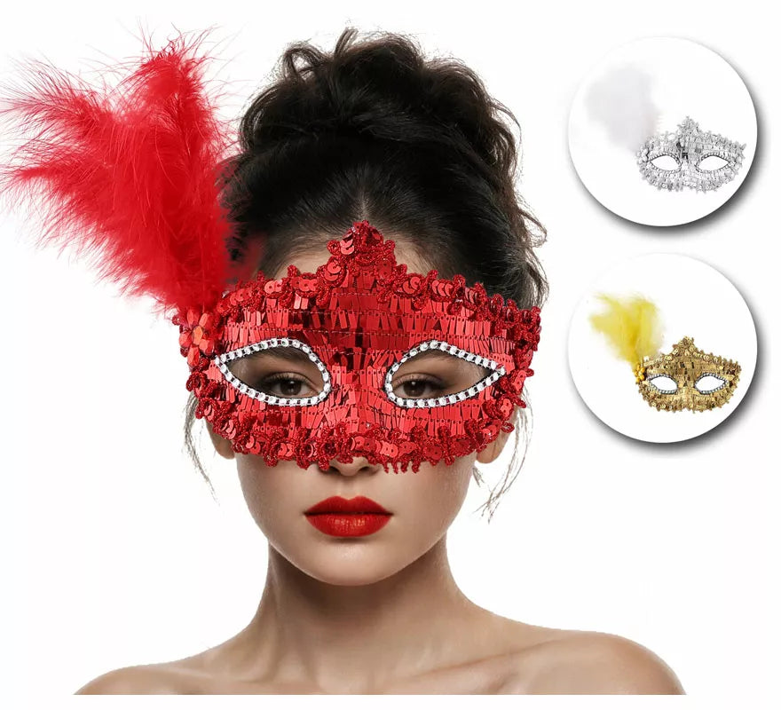 Translation missing: de.Antifaz Veneciano con Plumas en colores surtidos