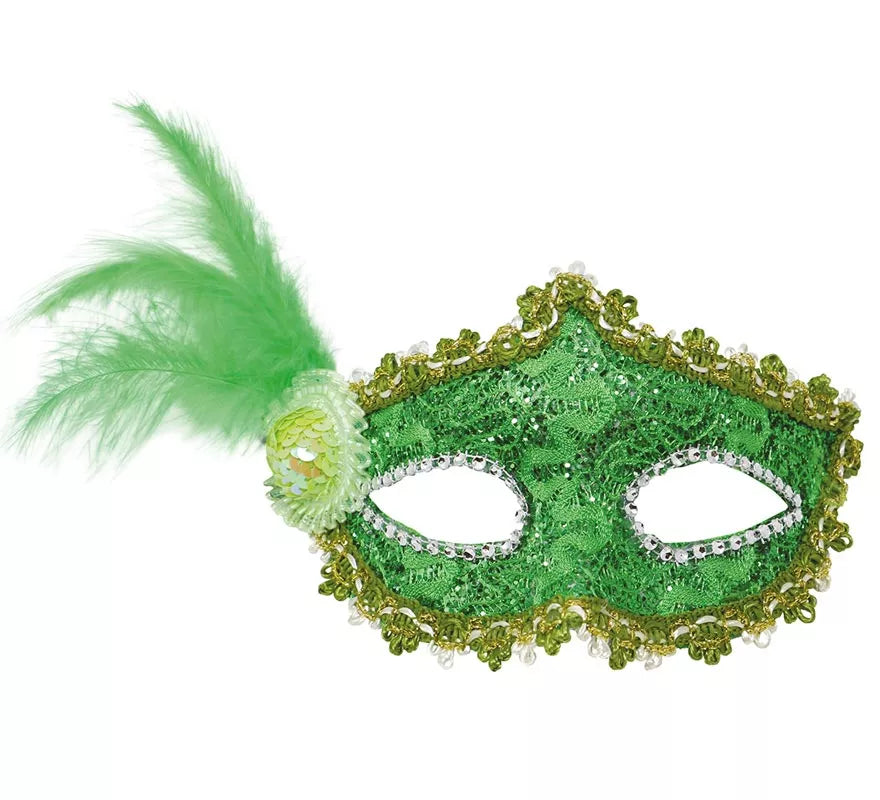 Translation missing: de.Antifaz Verde con Pluma