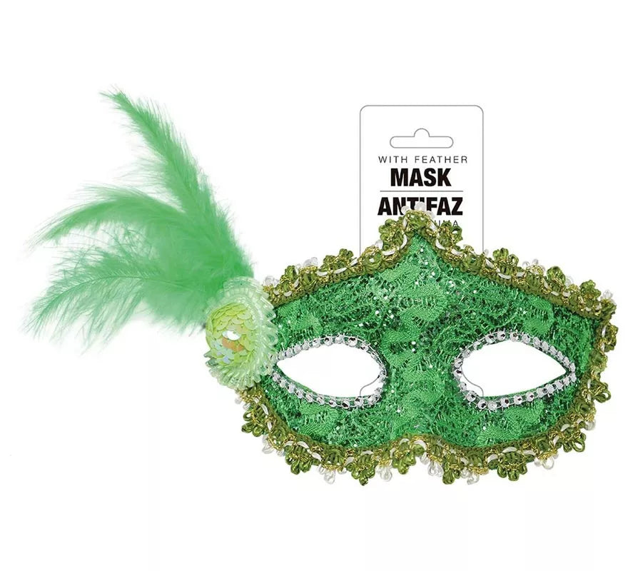 Translation missing: de.Antifaz Verde con Pluma