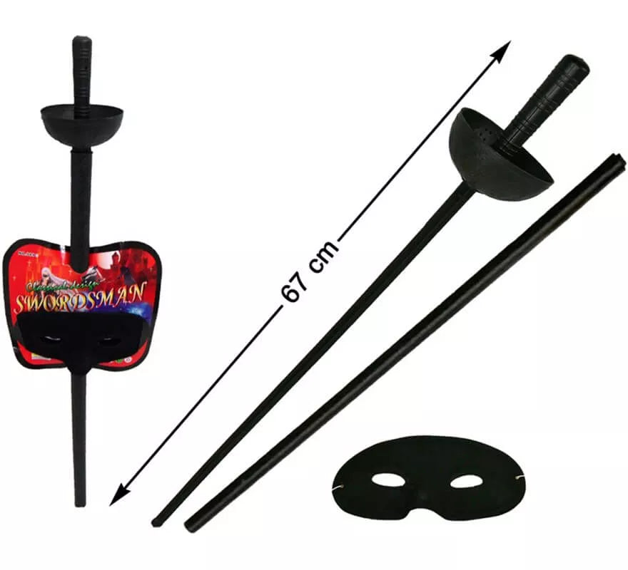 Translation missing: de.Antifaz y Florete con Funda Negro 67 cm