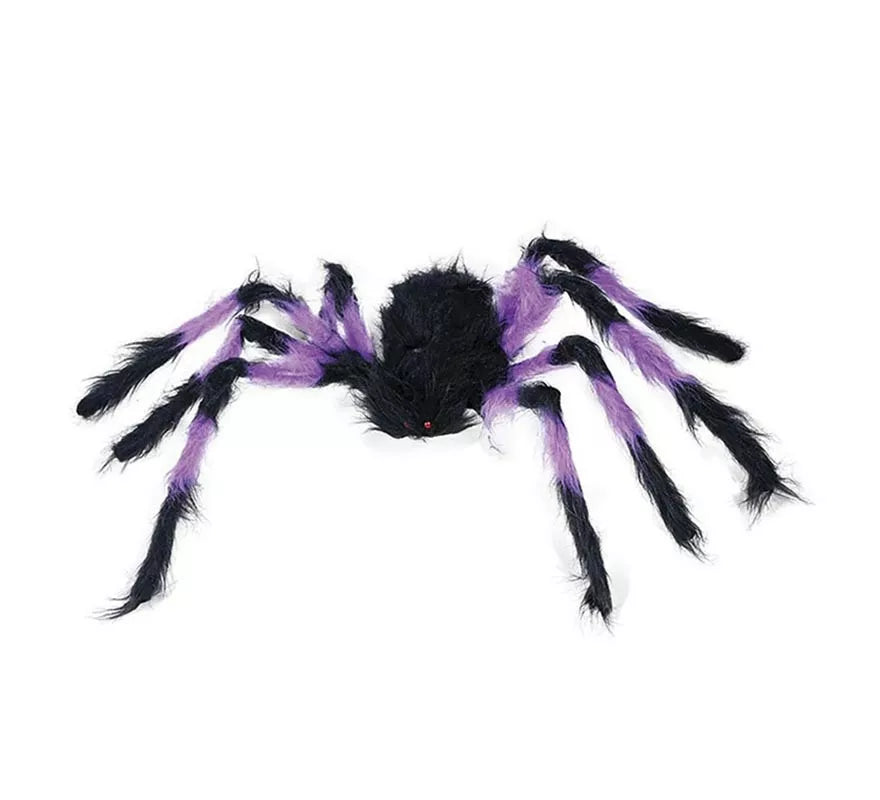 Araña Peluda lila y negra de 75 cm