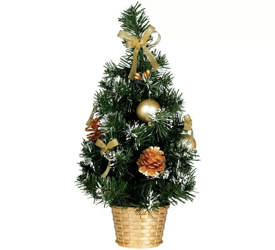 Translation missing: de.Árbol de Navidad Decorado Oro Nevado de 30 cm con Maceta