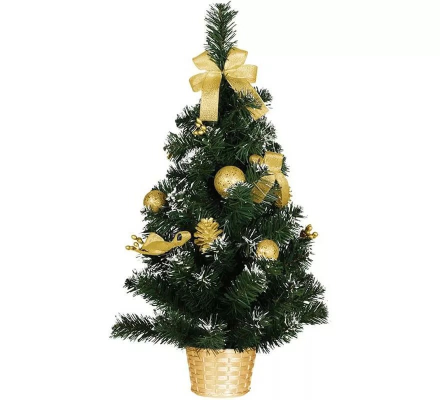 Translation missing: de.Árbol de Navidad Decorado Oro Nevado de 60 cm con Maceta