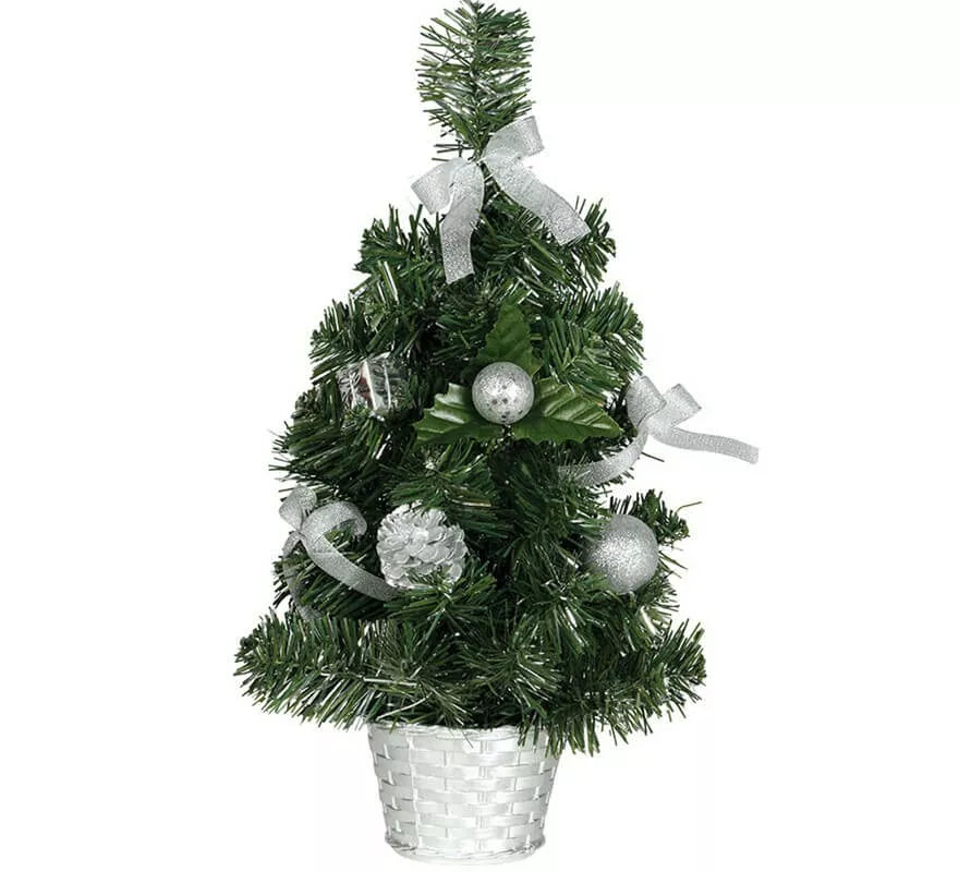 Translation missing: de.Árbol de Navidad Decorado Plata de 30 cm con Maceta