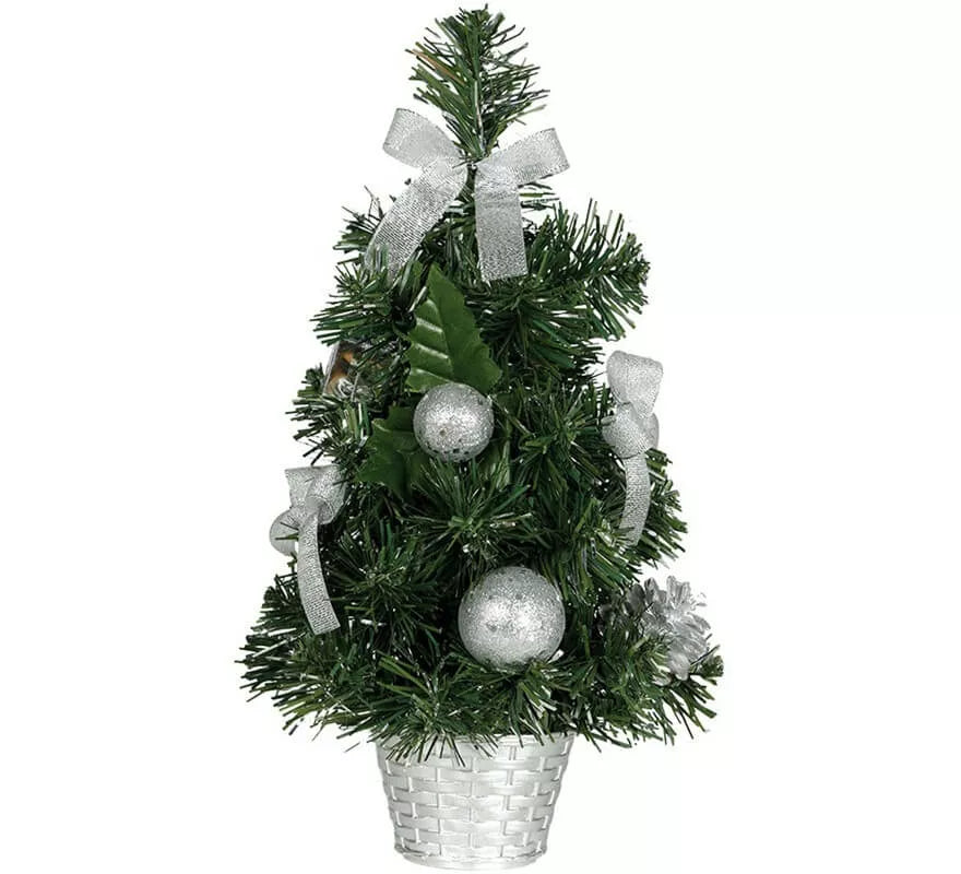 Translation missing: de.Árbol de Navidad Decorado Plata de 40 cm con Maceta