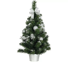 Weihnachtsbaum geschmückt Schnee Silber 60 cm mit Blumentopf