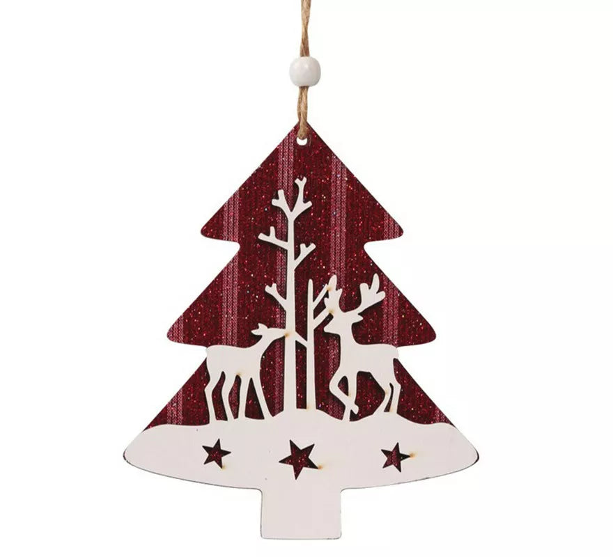 Translation missing: de.Árbol Rojo de Madera Colgante de 13 cms