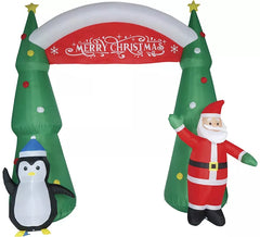 Aufblasbarer Weihnachts-Torbogen mit Weihnachtsmann und Pinguin, 240 cm