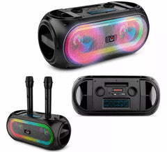 Bluetooth-Lautsprecher, FM-Radio und 2 drahtlose Mikrofone