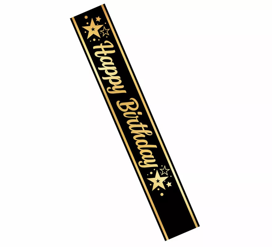 Translation missing: de.Banda 'Happy Birthday' negro y dorado