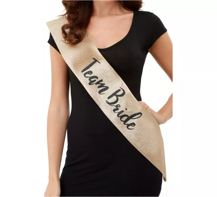Translation missing: de.Banda Team Bride Dorado y Negro Deluxe con purpurina