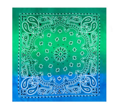 Blaues Paisley-Bandana oder Schal mit Farbverlauf, 54 x 54 cm