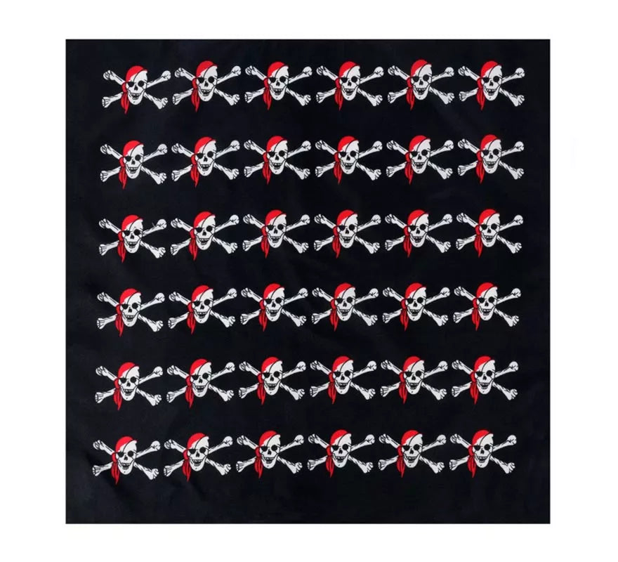 Translation missing: de.Bandana Pirata negro con calaveras de 54x54 cm