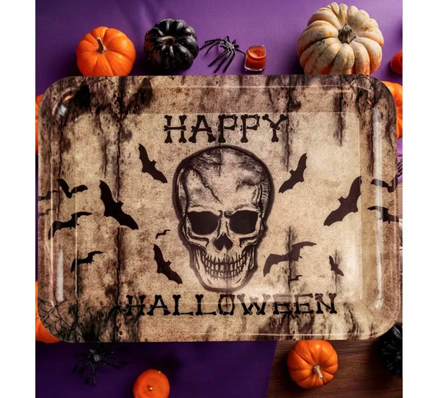 Translation missing: de.Bandeja con Calavera Feliz Happy Halloween de 33x24 cm