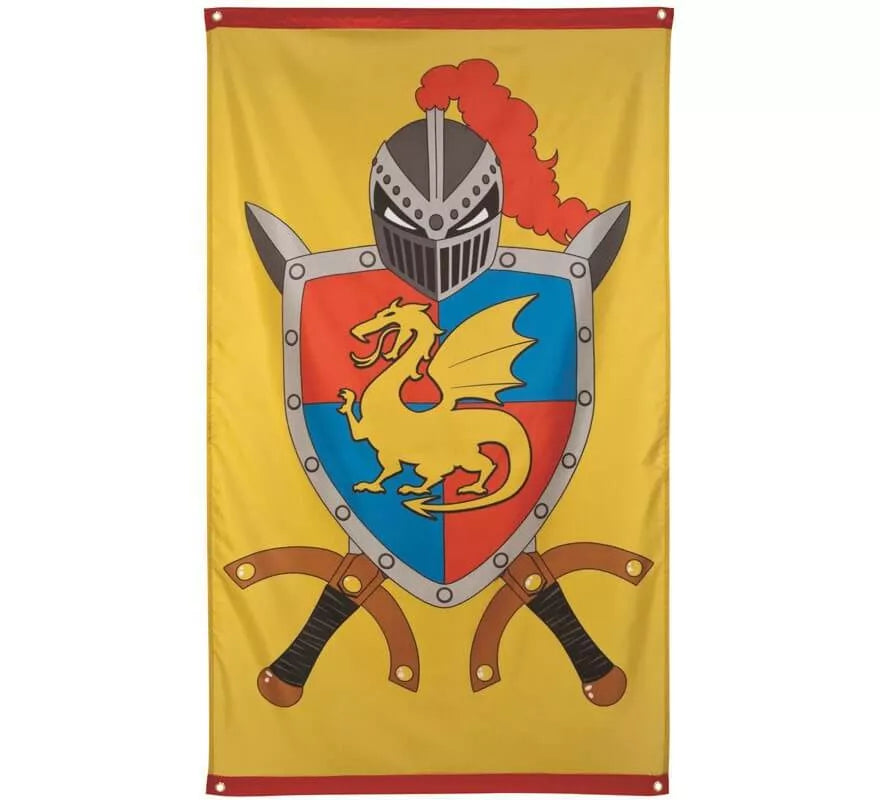Translation missing: de.Bandera Medieval Amarilla con Escudo de 150 x 90 cm