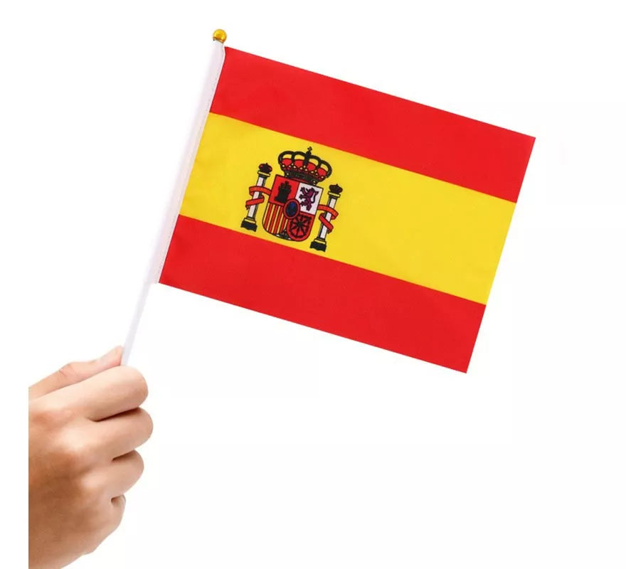 Translation missing: de.Banderín de España con Mango de 14x21 cm