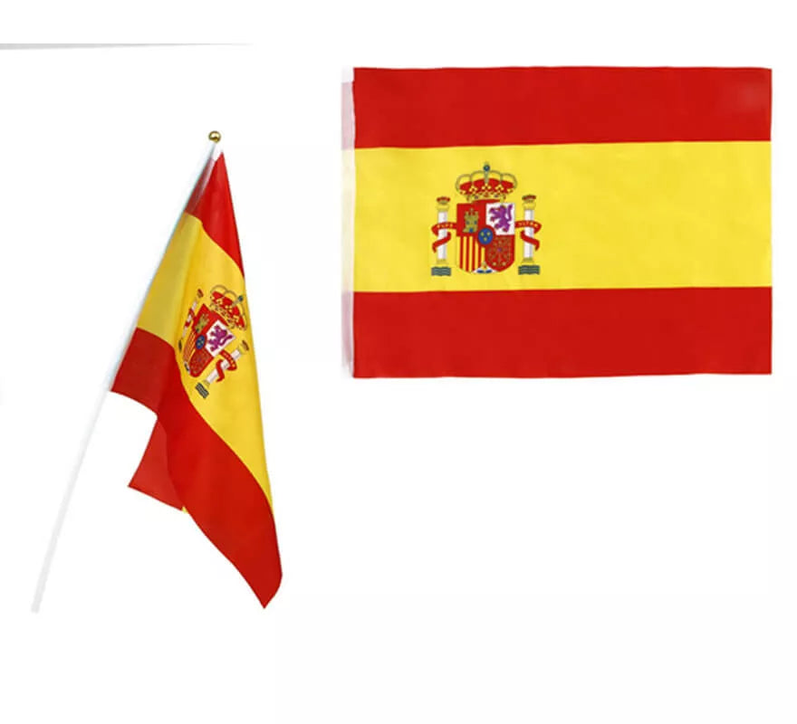 Translation missing: de.Banderín de España de 45x30 cm. con palo de plástico