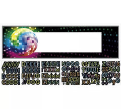 Riesen Disco Wimpel mit 120 Buchstaben und selbstklebenden Zahlen