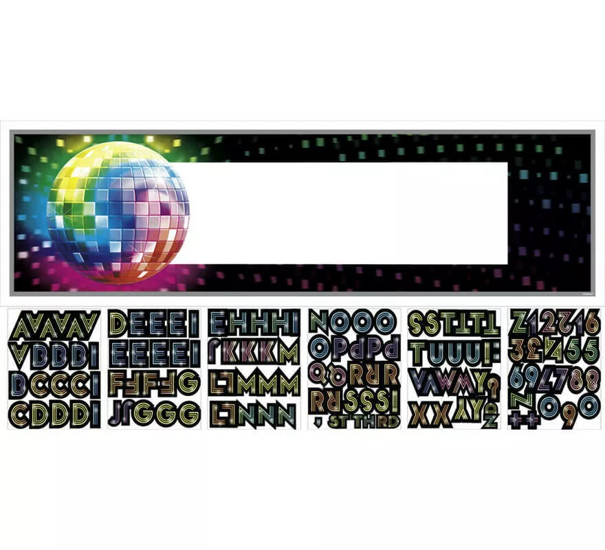 Translation missing: de.Banderín Gigante de Disco con 120 letras y números adhesivos