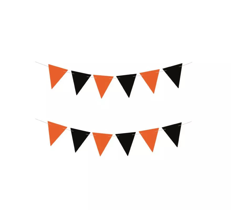 Translation missing: de.Banderines Halloween negro y naranja de 3 m