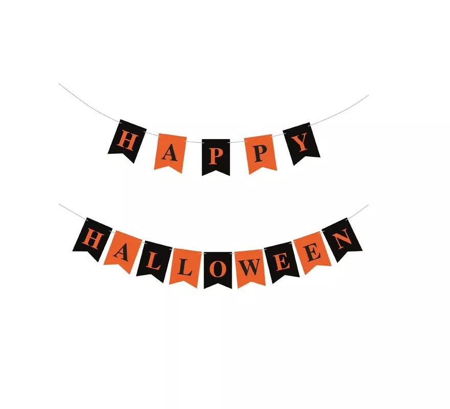 Translation missing: de.Banner de Happy Halloween negro y naranja de 3 m