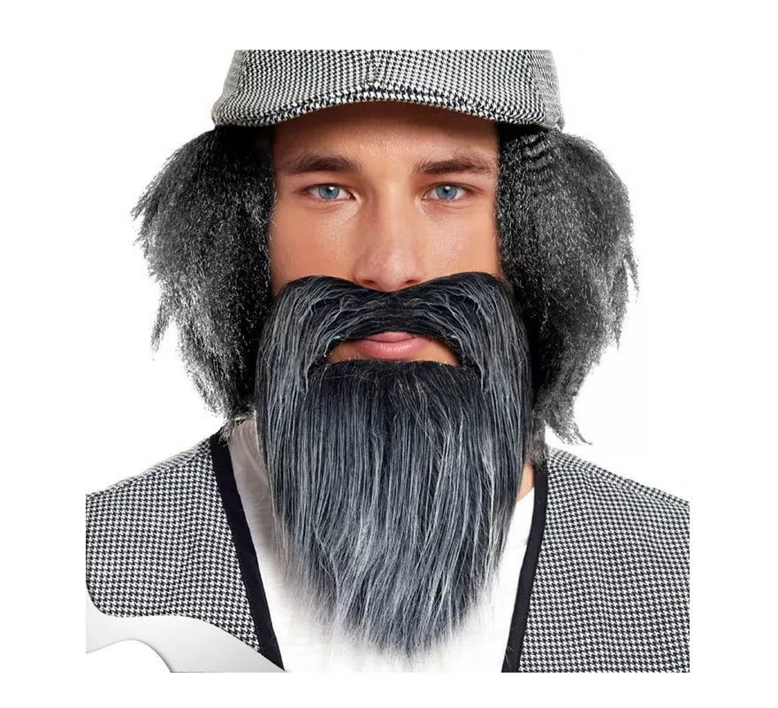 Barba desordenada gris y negro