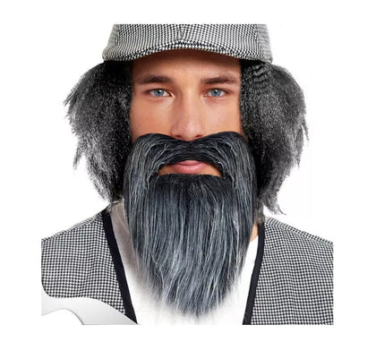 Barba desordenada gris y negro