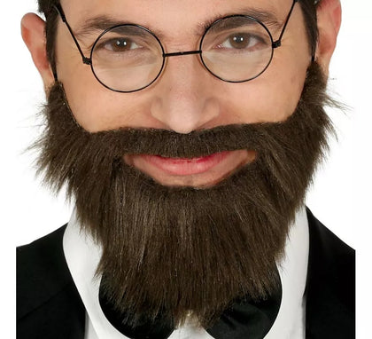 Barba y Bigote Castaña con Goma Elástica