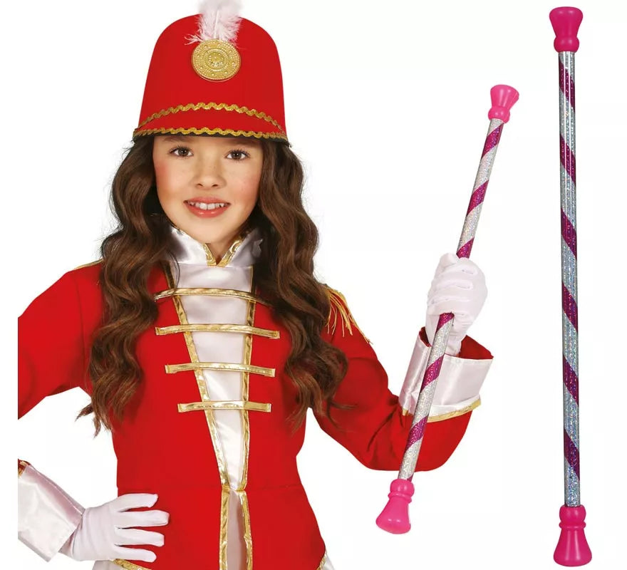 Translation missing: de.Bastón Majorette rosa y blanco de 54 cm