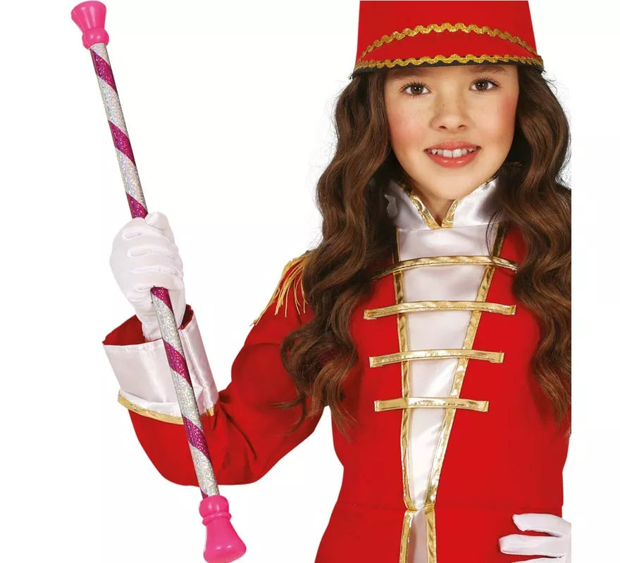 Translation missing: de.Bastón Majorette rosa y blanco de 54 cm
