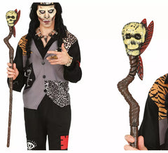 Voodoo-Stab mit Totenkopf und Federn 100 cm