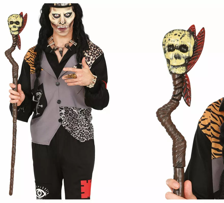 Translation missing: de.Bastón Vudú con Calavera y Plumas de 100 cm