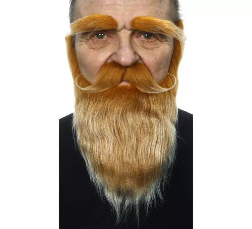 Bigote con Barba y Cejas castaño