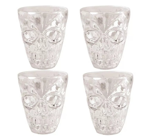 Blíster 4 Chupitos Calavera 5,5 Cm