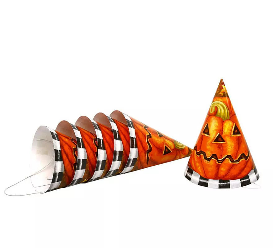 Translation missing: de.Blister de 6 Sombreros Calabaza de cartón para Halloween