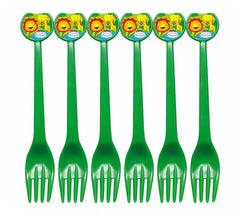 Blister mit 6 Plastik-Dschungelgabeln 17 cm