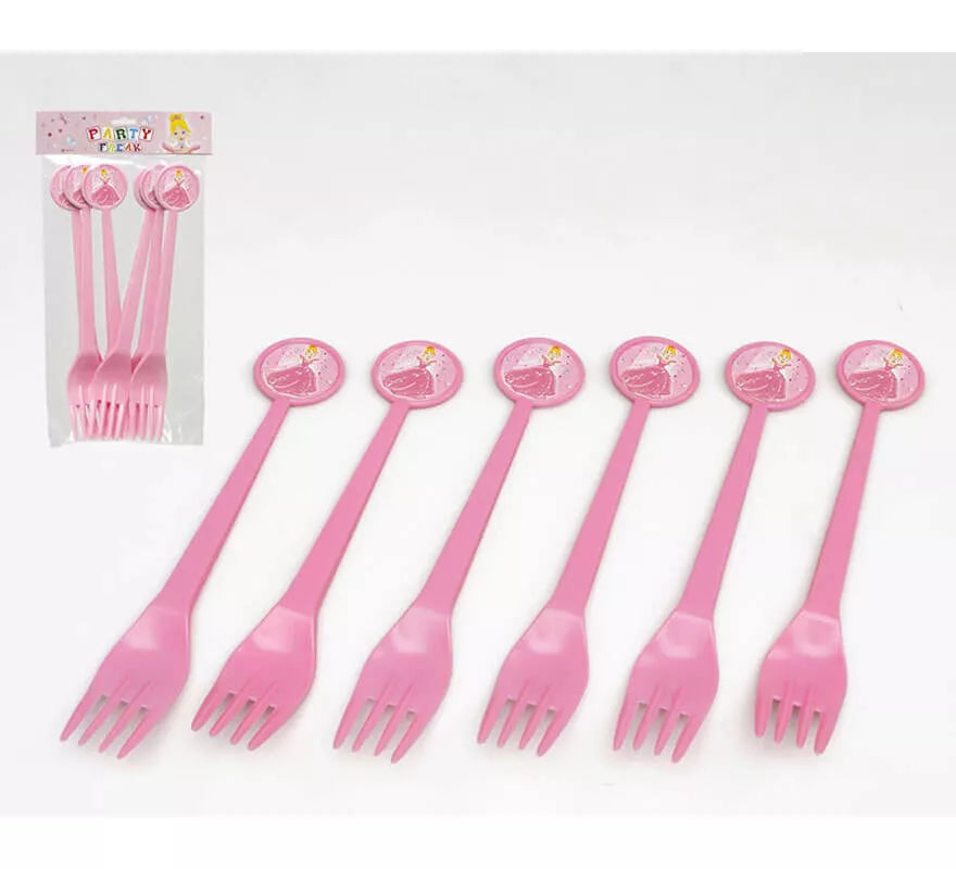 Translation missing: de.Blister de 6 Tenedores de Princesa de plástico 17 cm