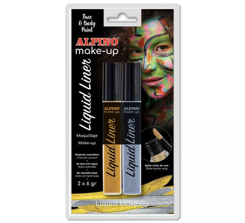 Blíster de Maquillaje Líquido Liner Oro y Plata (2 unidades de 6 grs)