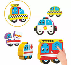 Fahrzeugförmige Puzzle- Bausteine mit Sound