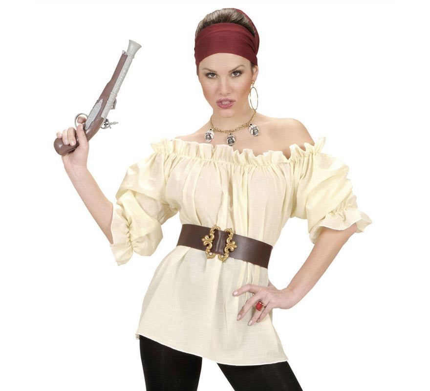 Translation missing: de.Blusa Beige Pirata Medieval para mujer
