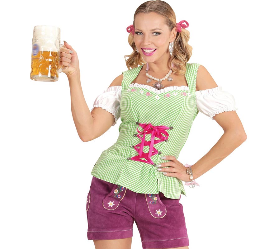 Translation missing: de.Blusa de Bávara verde y rosa para mujer