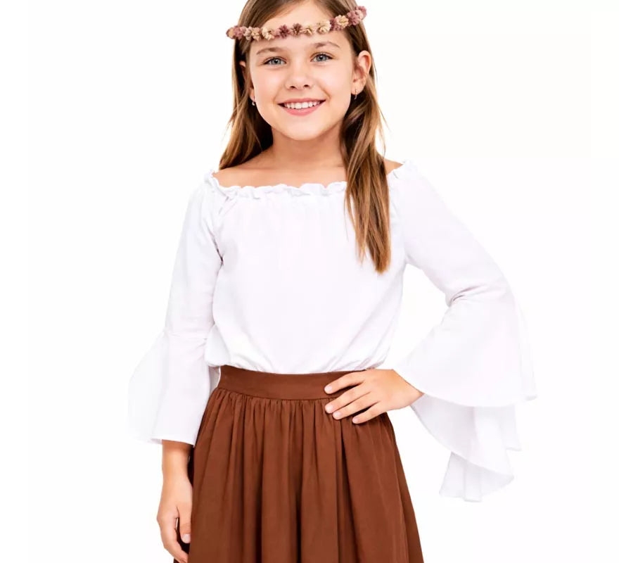 Translation missing: de.Blusa Medieval blanca con Volantes para niña