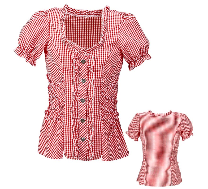 Translation missing: de.Blusa Vaquera o Bávara a cuadros roja para mujer