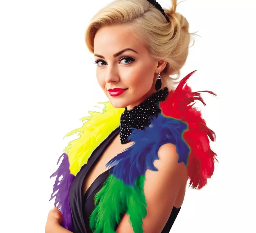 Boa de 40 gr de plumas Multicolor de 180 cm