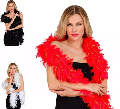 Boa de Plumas con espuma dorada de 1,80 m y 50 g en varios colores