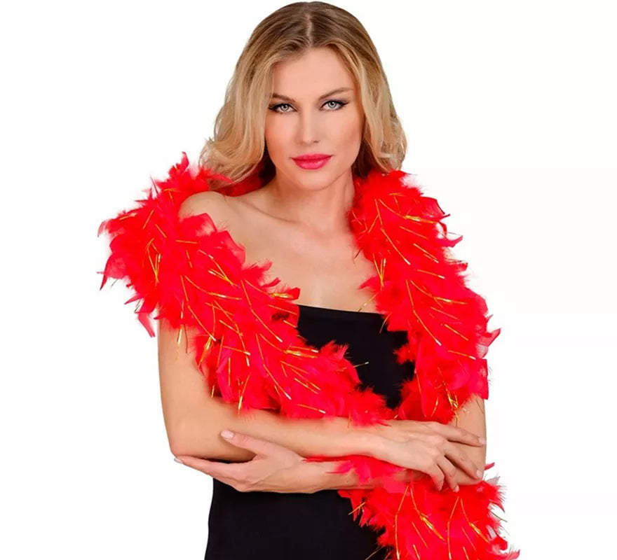 Boa de Plumas con Espuma dorada de 1,80 m y 80 g en varios colores