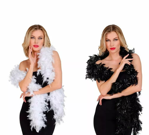 Boa de Plumas con espuma plateada de 1,80 m y 50 g en varios colores