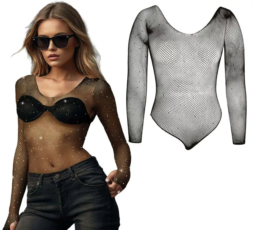 Body negro con Pedrería para mujer